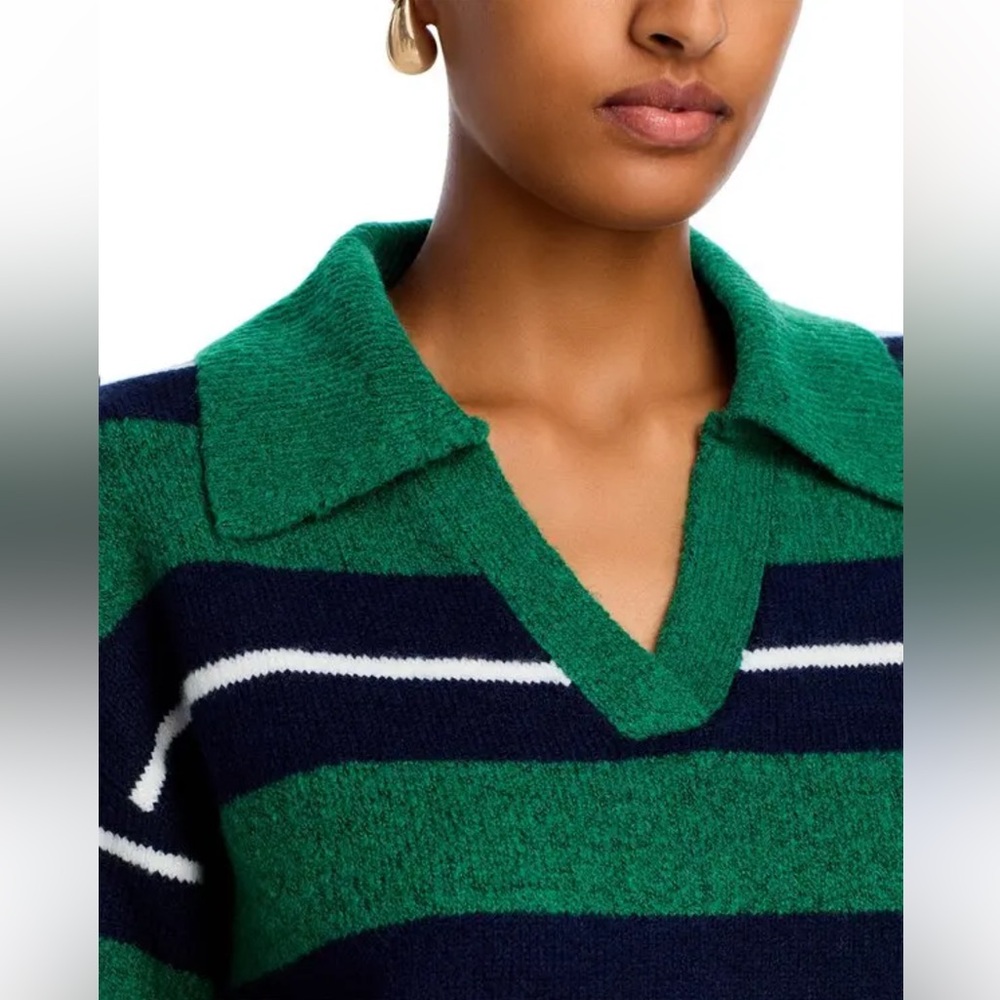 NWT Aqua Striped Polo Sweater - Exclusive In Green Multi size S - Picture 3 of 16